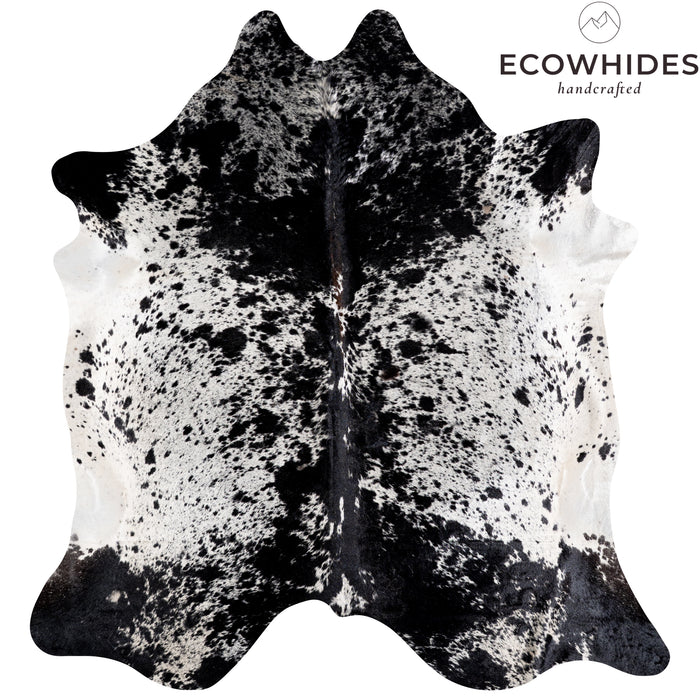 Brazilian Black Salt and Pepper Cowhide Rug Size 7'3" L x 6'6" W 5308