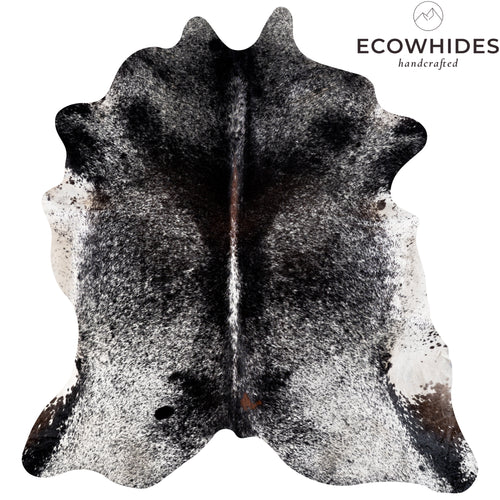 Brazilian Black Salt and Pepper Cowhide Rug Size 7'11" L x 7'2" W 5311