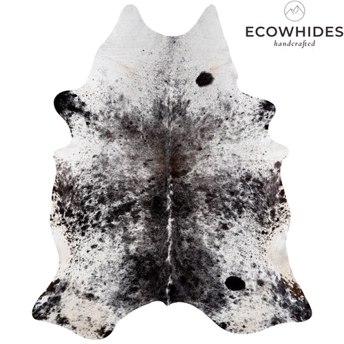 Brazilian Black Salt and Pepper Cowhide Rug Size 7'9" L x 6'5" W 5316