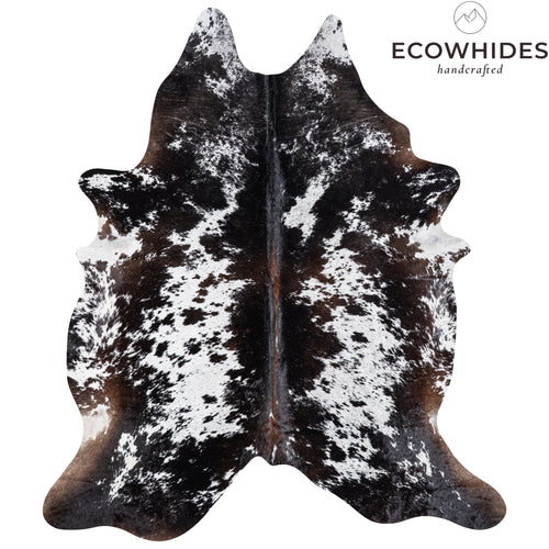 Brazilian Chocolate and White Cowhide Rug Size 8'2" L x 7'1" W 5351