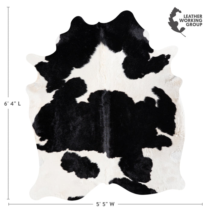 Brazilian Black and White Cowhide Rug Size 6'4" L x 5'5" W 5369