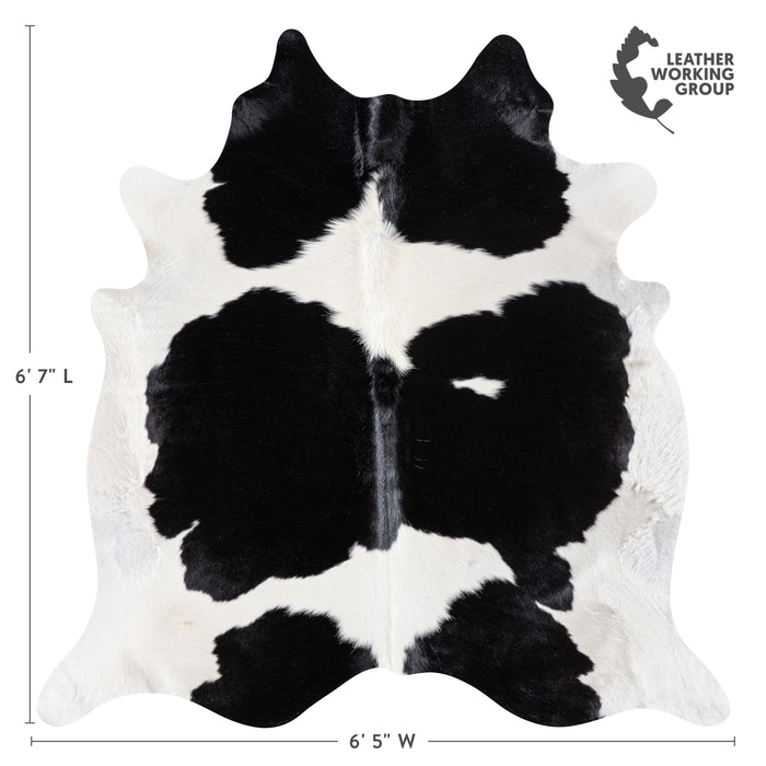 Brazilian Black and White Cowhide Rug Size 6'7" L x 6'5" W 5372