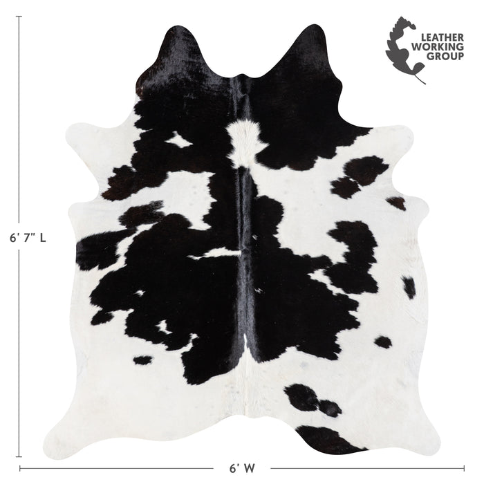 Brazilian Black and White Cowhide Rug Size 6'7" L x 6'0" W 5374
