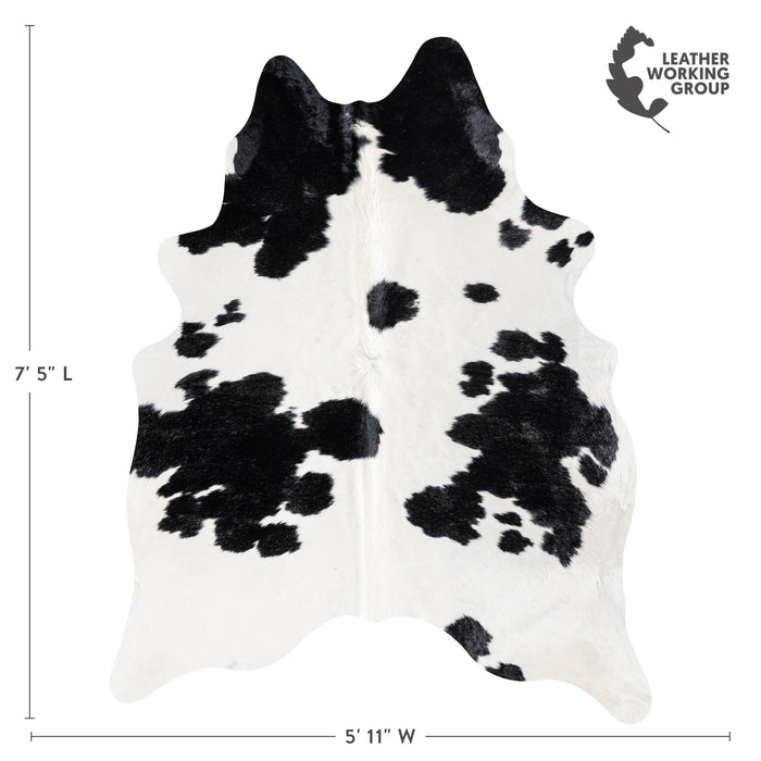 Brazilian Black and White Cowhide Rug Size 7'5" L x 5'11" W 5375