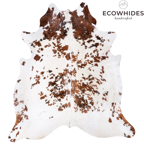 Vintage White Tricolor Cowhide Rug Size 7'7" L x 7'1" W 5500