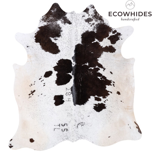 Vintage Black Salt and Pepper Cowhide Rug Size 7'7" L x 6'10" W 5505