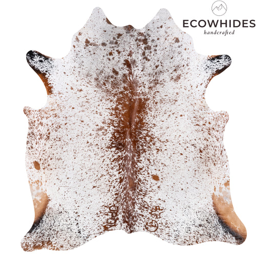 Vintage Brown Salt and Pepper Cowhide Rug Size 7'3" L x 6'8" W 5510