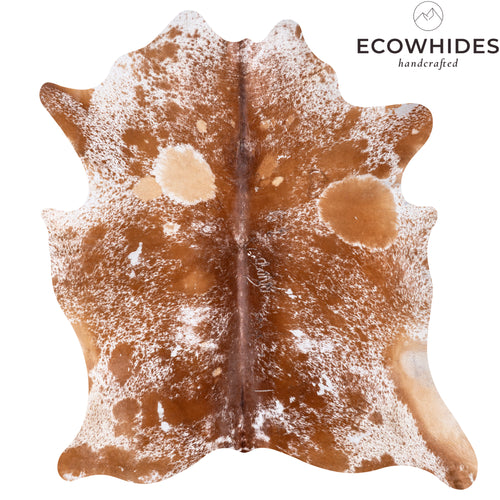 Vintage Brown Salt and Pepper Cowhide Rug Size 7'11" L x 6'9" W 5512