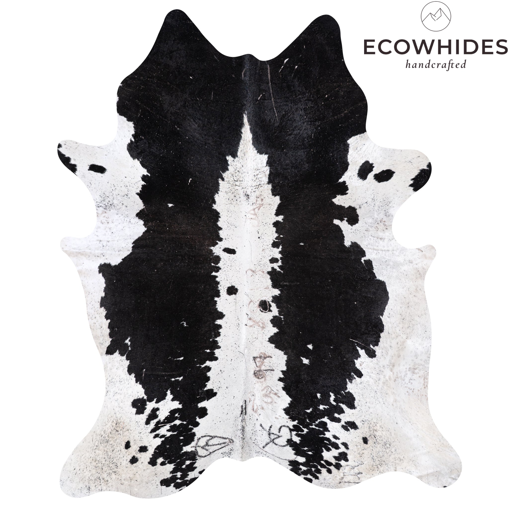 Vintage Black and White Cowhide Rug Size 7'10