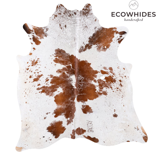 Vintage Brown Salt and Pepper Cowhide Rug Size 6'11" L x 6'2" W 5514