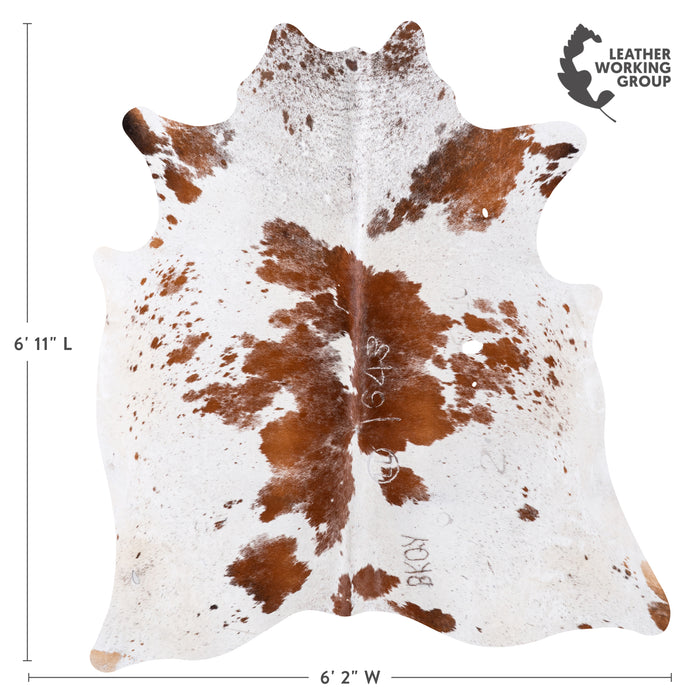 Vintage Brown Salt and Pepper Cowhide Rug Size 6'11" L x 6'2" W 5514