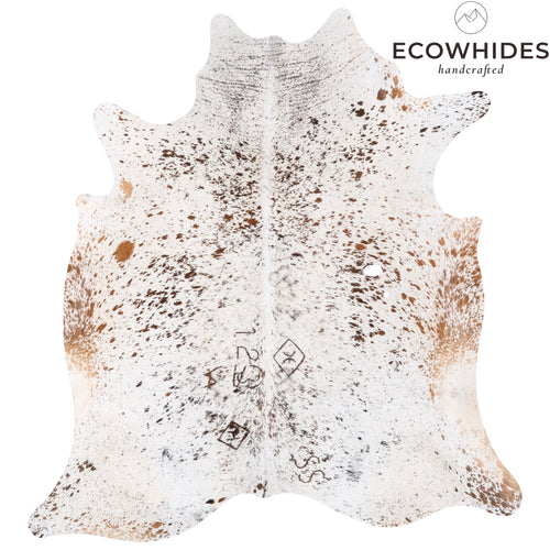 Vintage Brown Salt and Pepper Cowhide Rug Size 7'0" L x 6'6" W 5517