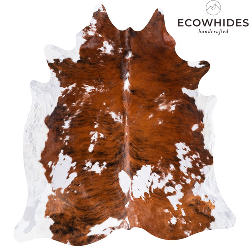 Vintage Brindle White Belly Cowhide Rug Size 6'7" L x 6'0" W 5534