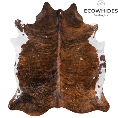 Vintage Brindle White Belly Cowhide Rug Size 8'0" L x 7'0" W 5539