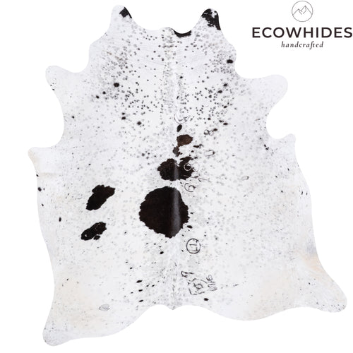 Vintage Black Salt and Pepper Cowhide Rug Size 7'0" L x 6'7" W 5574