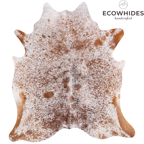 Vintage Brown Salt and Pepper Cowhide Rug Size 7'7" L x 6'10" W 5582