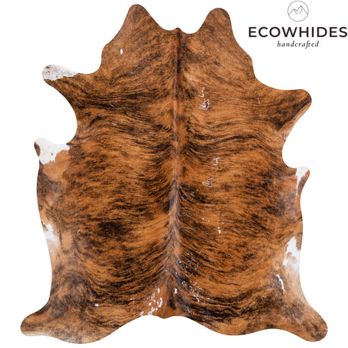 Vintage Brindle Cowhide Rug Size 7'4" L x 6'8" W 5591