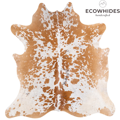 Vintage Brown Salt and Pepper Cowhide Rug Size 7'2" L x 6'9" W 5595