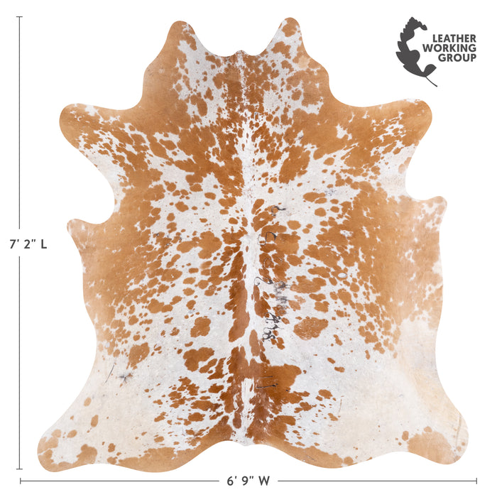 Vintage Brown Salt and Pepper Cowhide Rug Size 7'2" L x 6'9" W 5595