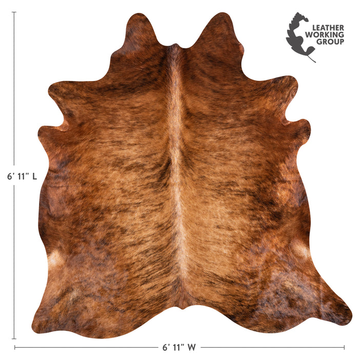 Brazilian Brindle Cowhide Rug Size 6'11" L x 6'11" W 5632