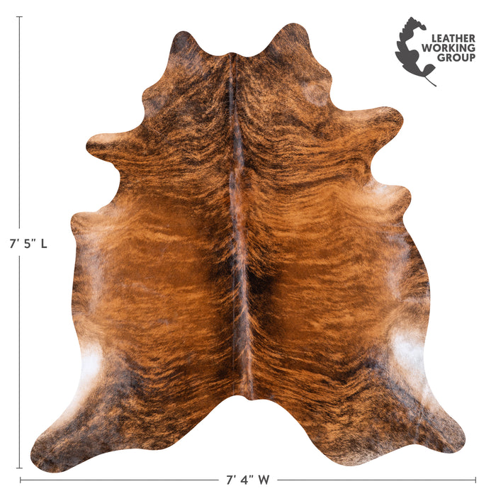 Brazilian Brindle Cowhide Rug Size 7'5" L x 7'4" W 5653
