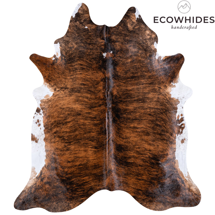 Brazilian Brindle White Belly Cowhide Rug Size 7'8" L x 6'9" W 5669