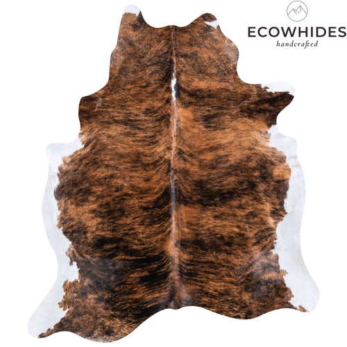 Brazilian Brindle White Belly Cowhide Rug Size 7'9" L x 6'9" W 5674
