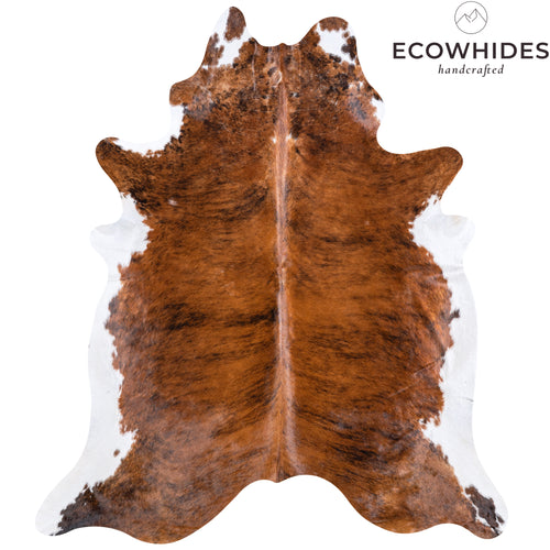 Brazilian Brindle White Belly Cowhide Rug Size 8'2" L x 6'11" W 5677