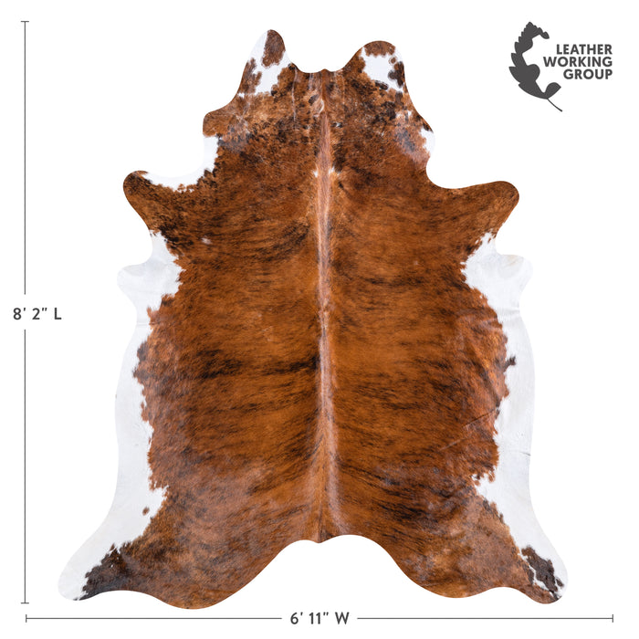 Brazilian Brindle White Belly Cowhide Rug Size 8'2" L x 6'11" W 5677