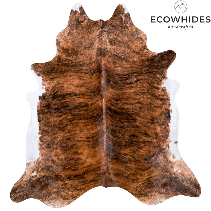 Brazilian Brindle White Belly Cowhide Rug Size 7'9" L x 7'2" W 5680