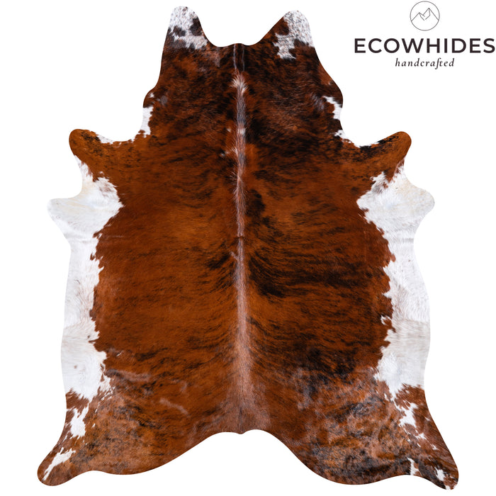 Brazilian Brindle White Belly Cowhide Rug Size 8'5" L x 7'3" W 5685