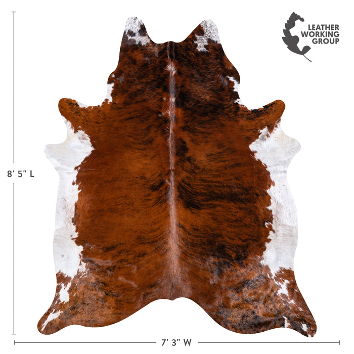 Brazilian Brindle White Belly Cowhide Rug Size 8'5" L x 7'3" W 5685