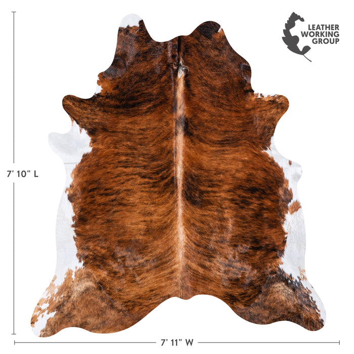 Brazilian Brindle White Belly Cowhide Rug Size 7'10" L x 7'11" W 5687