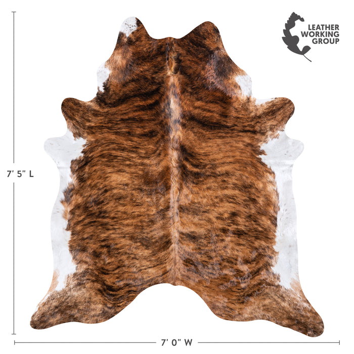 Brazilian Brindle White Belly Cowhide Rug Size 7'5" L x 7'0" W 5690
