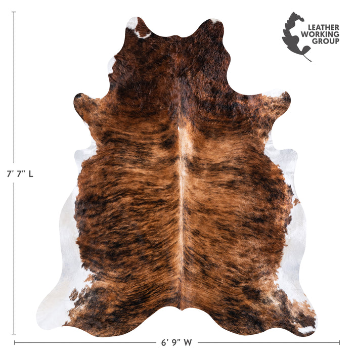 Brazilian Brindle White Belly Cowhide Rug Size 7'7" L x 6'9" W 5691