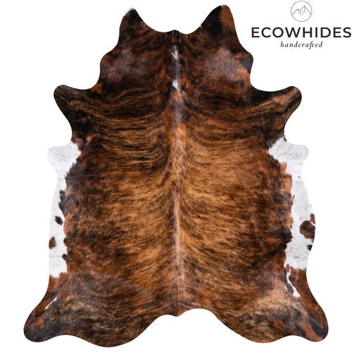 Brazilian Brindle White Belly Cowhide Rug Size 7'7" L x 6'9" W 5692
