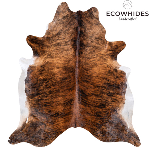 Brazilian Brindle White Belly Cowhide Rug Size 7'8" L x 7'0" W 5693