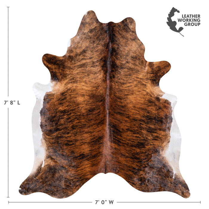 Brazilian Brindle White Belly Cowhide Rug Size 7'8" L x 7'0" W 5693