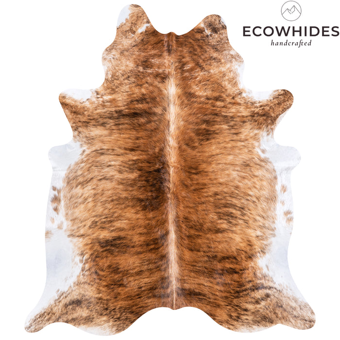 Brazilian Brindle White Belly Cowhide Rug Size 7'4" L x 6'5" W 5695