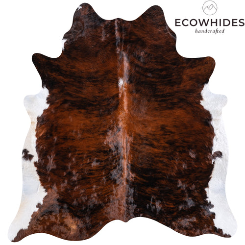 Brazilian Brindle White Belly Cowhide Rug Size 6'10" L x 6'6" W 5697