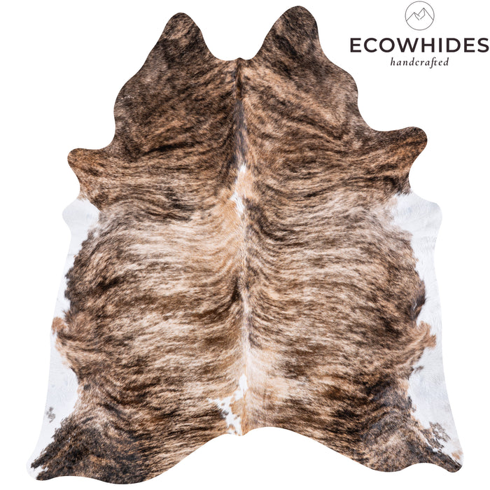 Brazilian Brindle White Belly Cowhide Rug Size 7'4" L x 6'8" W 5698