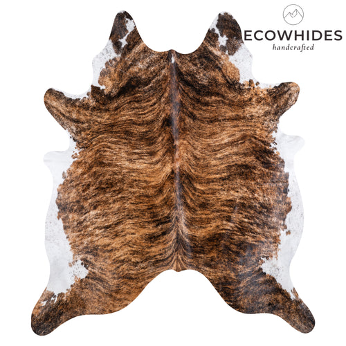 Brazilian Brindle White Belly Cowhide Rug Size 7'5" L x 6'10" W 5702