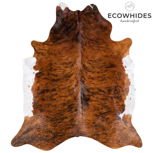 Brazilian Brindle White Belly Cowhide Rug Size 7'6" L x 6'7" W 5703