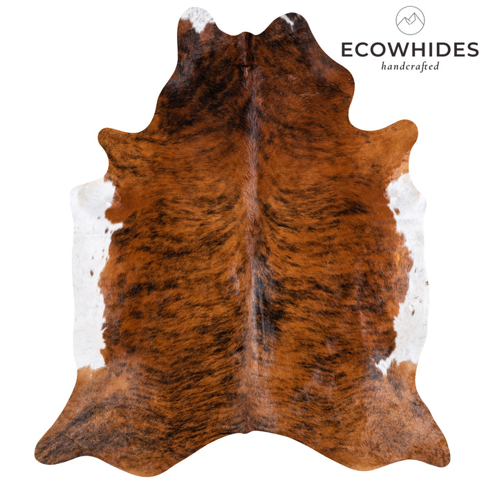 Brazilian Brindle White Belly Cowhide Rug Size 7'6" L x 6'7" W 5703