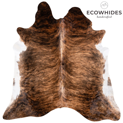 Brazilian Brindle White Belly Cowhide Rug Size 6'9" L x 6'8" W 5704