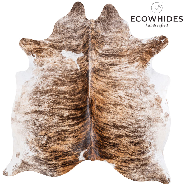Brazilian Brindle White Belly Cowhide Rug Size 6'6" L x 6'1" W 5713