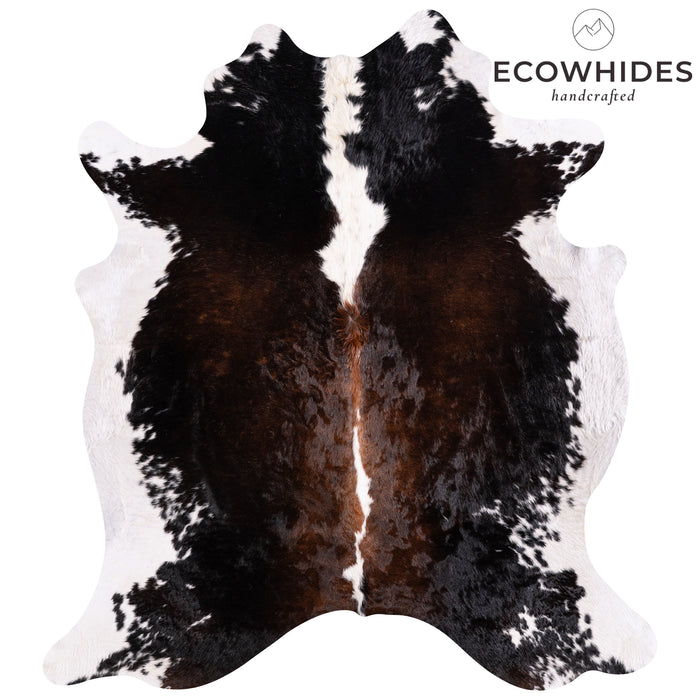 Brazilian Chocolate and White Cowhide Rug Size 7'10" L x 7'1" W 5731