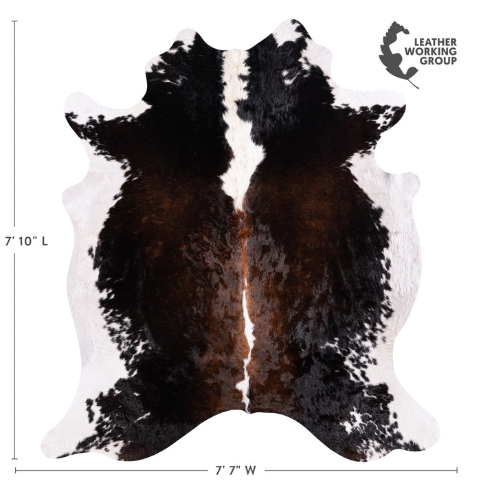 Brazilian Chocolate and White Cowhide Rug Size 7'10" L x 7'1" W 5731