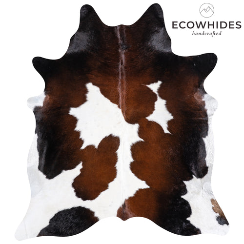 Brazilian Chocolate and White Cowhide Rug Size 7'5" L x 6'9" W 5733