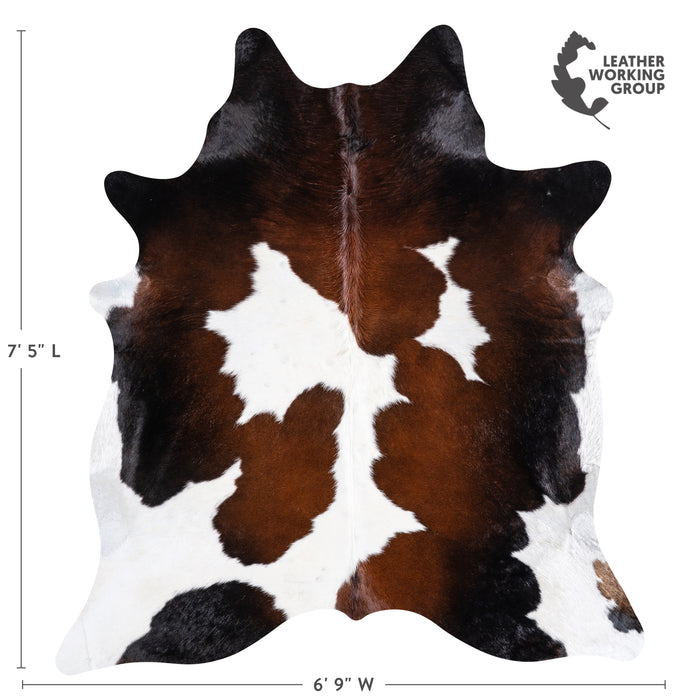 Brazilian Chocolate and White Cowhide Rug Size 7'5" L x 6'9" W 5733